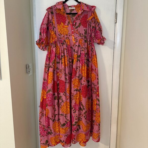 NWOT Karlie Pink Floral Midi Dress- Size Large - Picture 1 of 3